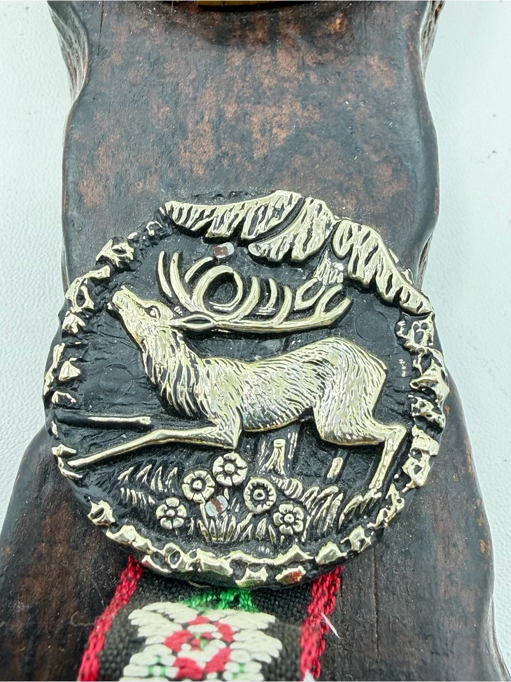 Vintage Austrian Folk Art Key Rack 2-Hook Liechtenstein Kitsch Cottage core